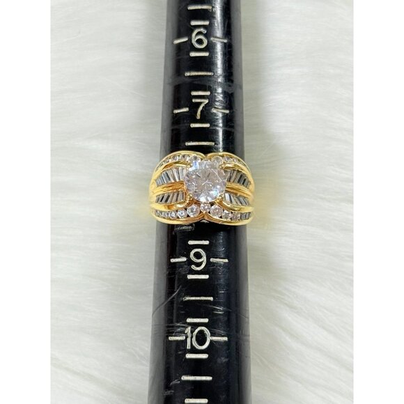 Spectacular 925 Gold Vermeil Cz Ring - Picture 9 of 9